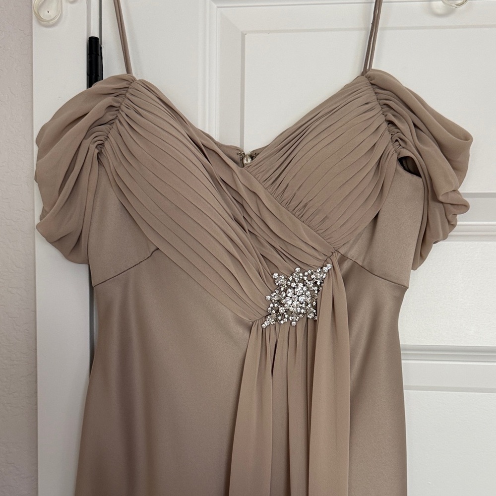 Alex Evenings Taupe Pleated Dress